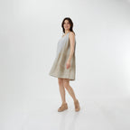 9064YZ Organza Aksesuarlı Elbise Gri Yan
