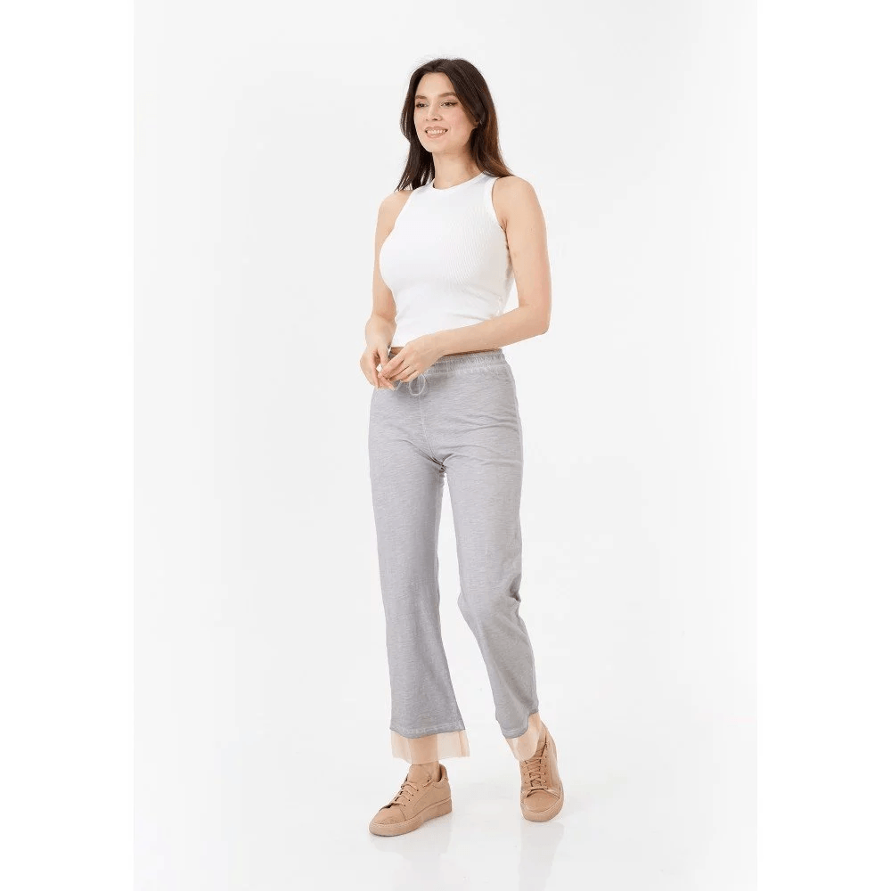 Penye Organza Aksesuarlı Pantolon