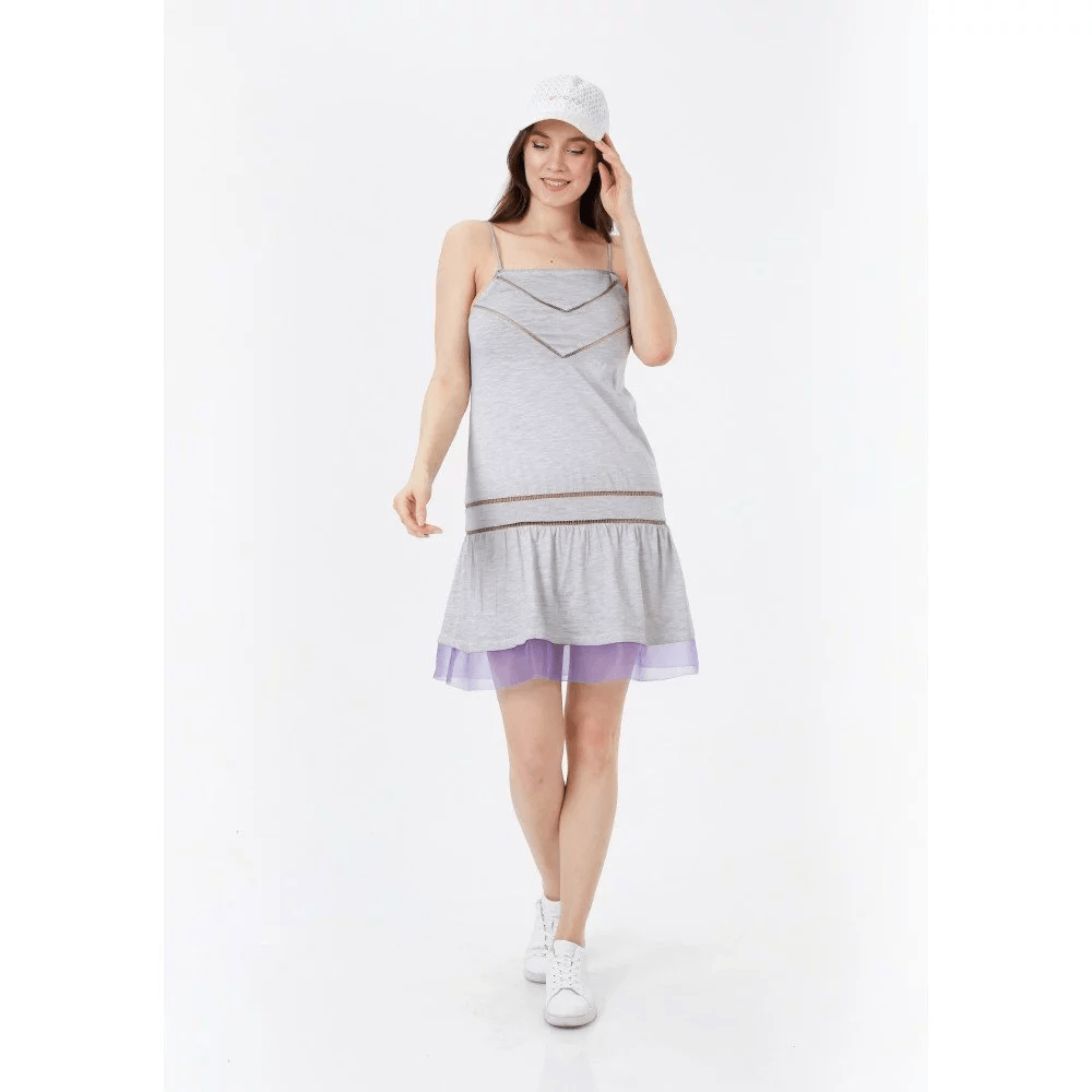 Organza Aksesuarlı Askılı Elbise