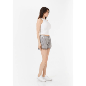 Dantelli Gri Şort Yan