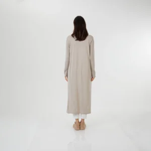 Triko Uzun Ceket Bej Arka