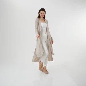 Triko Uzun Ceket Bej Ön