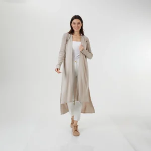 Triko Uzun Ceket Bej Ön