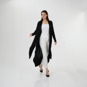 Triko Uzun Ceket Siyah Ön