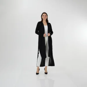 Triko Uzun Ceket Siyah Ön