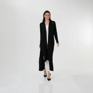 Triko Uzun Ceket Siyah Ön